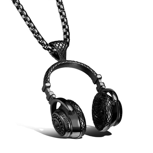 Titanium fashion music headset earplugs pendant necklace for men - FASHIONKULTUR