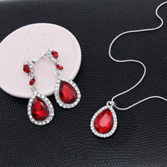 Two-Piece Bridal Jewellery Wedding Rhinestone Earrings Pendant Necklace - FASHIONKULTUR