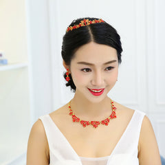 Direct supply of Korean crystal necklace, two sets of bridal jewelry set, fast selling pass for special purpose - FASHIONKULTUR