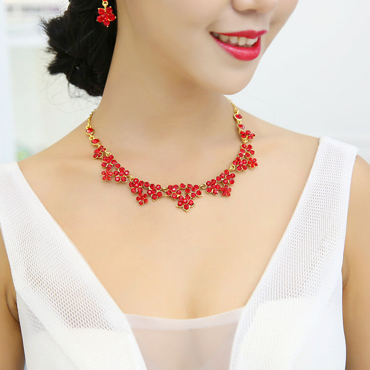 Direct supply of Korean crystal necklace, two sets of bridal jewelry set, fast selling pass for special purpose - FASHIONKULTUR