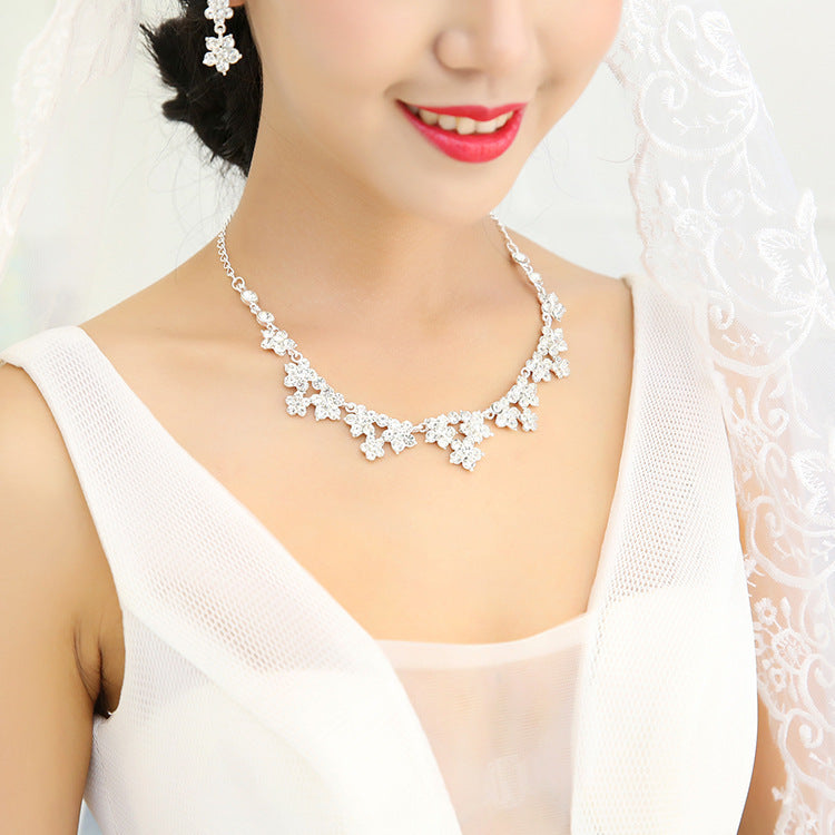 Direct supply of Korean crystal necklace, two sets of bridal jewelry set, fast selling pass for special purpose - FASHIONKULTUR