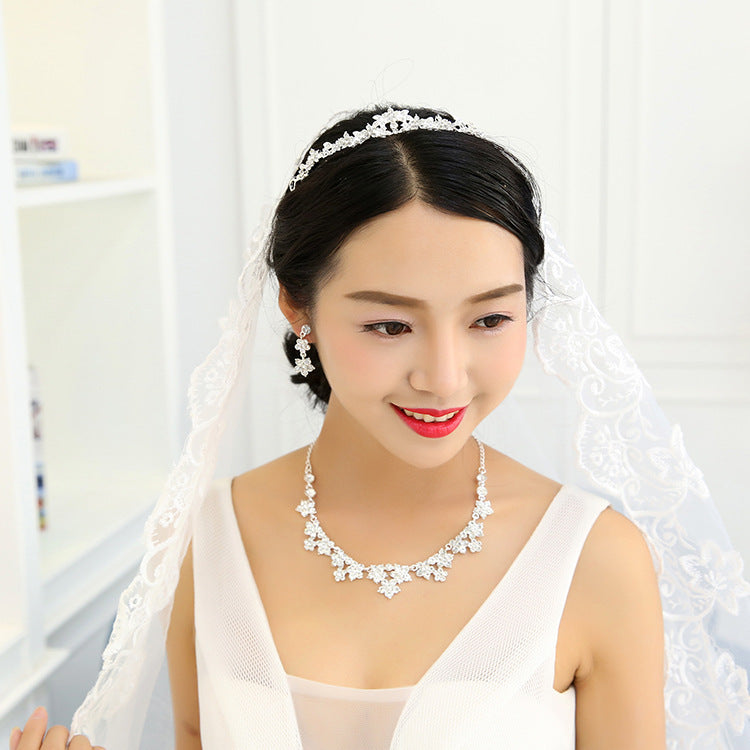 Direct supply of Korean crystal necklace, two sets of bridal jewelry set, fast selling pass for special purpose - FASHIONKULTUR