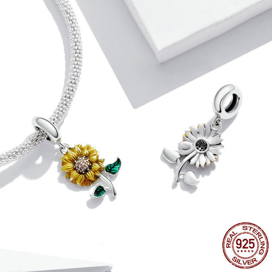 Sunflower Silver Bracelet Pendant Shine