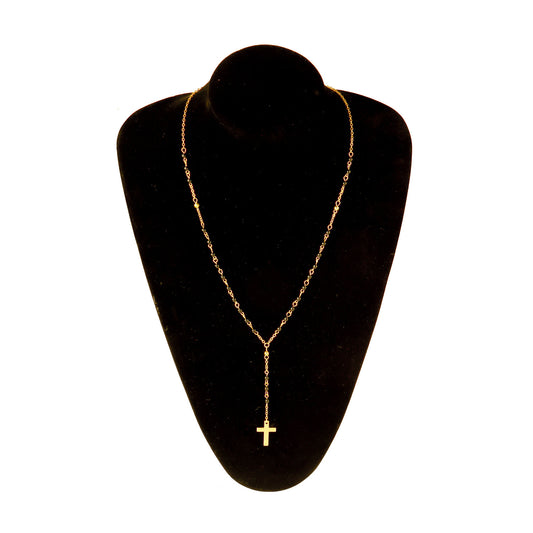 European And American Y-shaped Handmade Beaded Crystal Cross Tassel Long Necklace