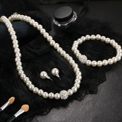 The new bride sweater chain necklace jewelry suite all-match diamond pearl necklace earrings bracelet set