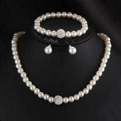 The new bride sweater chain necklace jewelry suite all-match diamond pearl necklace earrings bracelet set