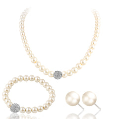 The new bride sweater chain necklace jewelry suite all-match diamond pearl necklace earrings bracelet set