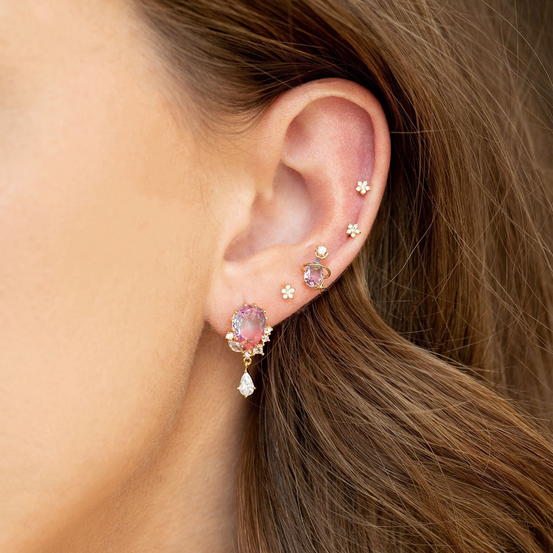 Zircon Ear Studs Five-piece Set - FASHIONKULTUR