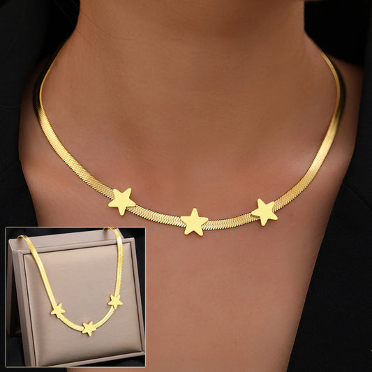 Stainless Steel Necklaces Gothic Blade Snake Chains Stars Choker Statement Light Luxury Temperament Necklace For Women Jewelry - FASHIONKULTUR