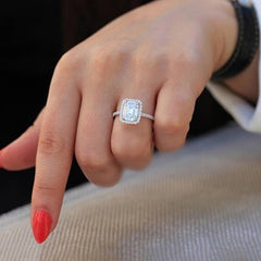 New 3.5 Carat Emulation Diamond Rectangle Princess Ring - FASHIONKULTUR