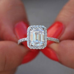 New 3.5 Carat Emulation Diamond Rectangle Princess Ring - FASHIONKULTUR