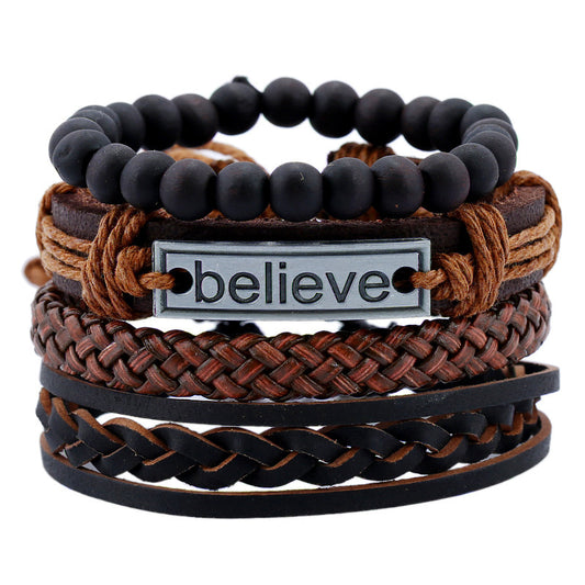 Believe Suit Men's Leather Bracelet - FASHIONKULTUR