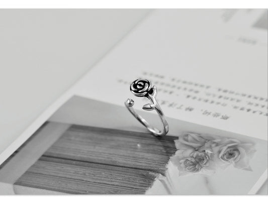 S925 Sterling Silver Rose Vintage Ring - FASHIONKULTUR