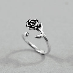 S925 Sterling Silver Rose Vintage Ring - FASHIONKULTUR