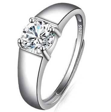 Platinum Diamond Ring Moissanite Ring D Color 1 Carat Opening - FASHIONKULTUR