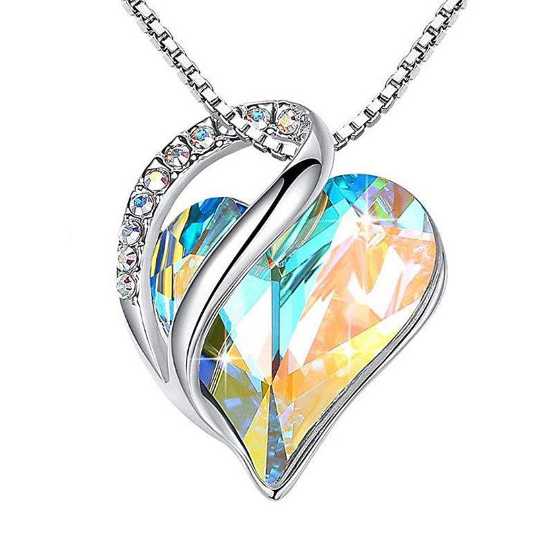 925 Sliver Heart Shaped Geometric Necklace Jewelry Women's Clavicle Chain Valentine's Mothers Day Gift - FASHIONKULTUR