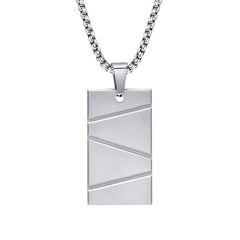 Titanium Steel Geometric Stainless Steel Pendant Necklace Rectangular Boys Can Carve Writing Tag