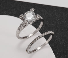 Double Stackable Set Rings 2Pcs For Women Wedding Engagement Party Finger-rings