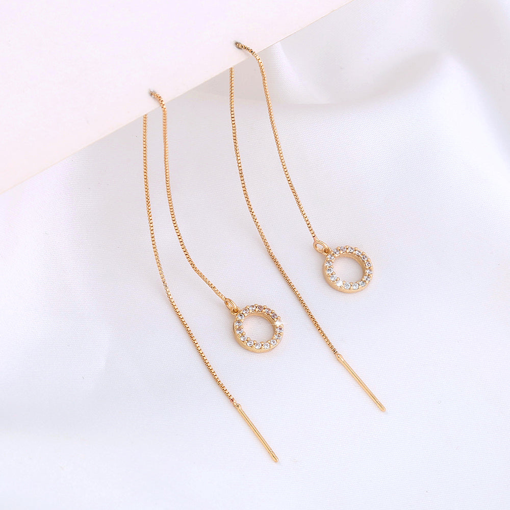 Gold Circle Long Tassel Ear Wire - FASHIONKULTUR