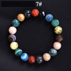 Solar System Eight Stone Planet Bracelet Planets Natural Stone Mala Bead Strand Bracelet For Men Women Handmade Universe Solar Chakra Bracelet Jewelry - FASHIONKULTUR