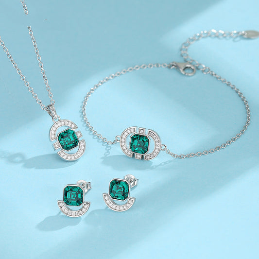 Necklace S925 Sterling Silver Square Jewelry Set