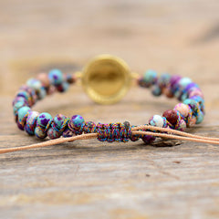 Purple Emperor Royal Stone Opal Double Layer Hand Weaving Bracelet - FASHIONKULTUR