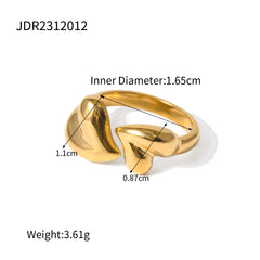 Stainless Steel Ring Women's Gold-plated Non-fading Love Heart-shaped Ring