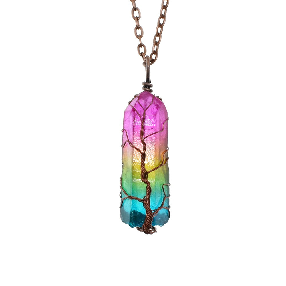 Hot Selling Stone Crystal Pillar Tree Of Life Pendant In Europe And America - FASHIONKULTUR