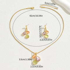 Women's Necklace And Earrings Suite Niche Inlaid Zircon