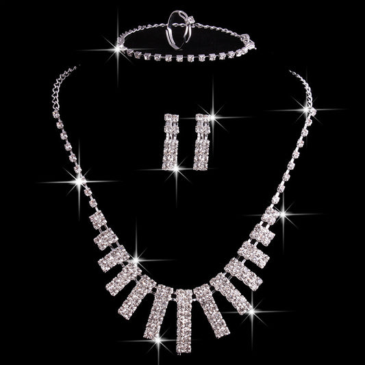 Hao Yue jewelry set, foreign trade explosion jewelry, bridal jewelry four sets, wedding match crystal jewelry set - FASHIONKULTUR