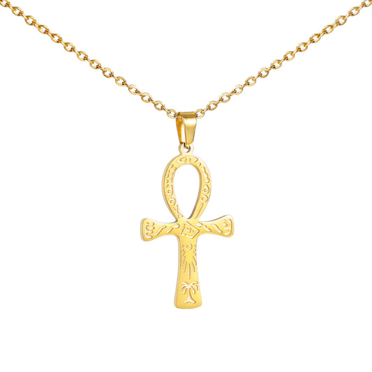 Fashion Simple Trend One-piece Delivery Personalized Corrosion Rune Cross Pendant Stainless Steel Necklace