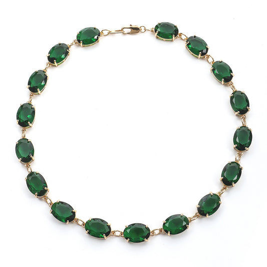 French Style High-grade Green Gem Necklace Luxury And Expensive