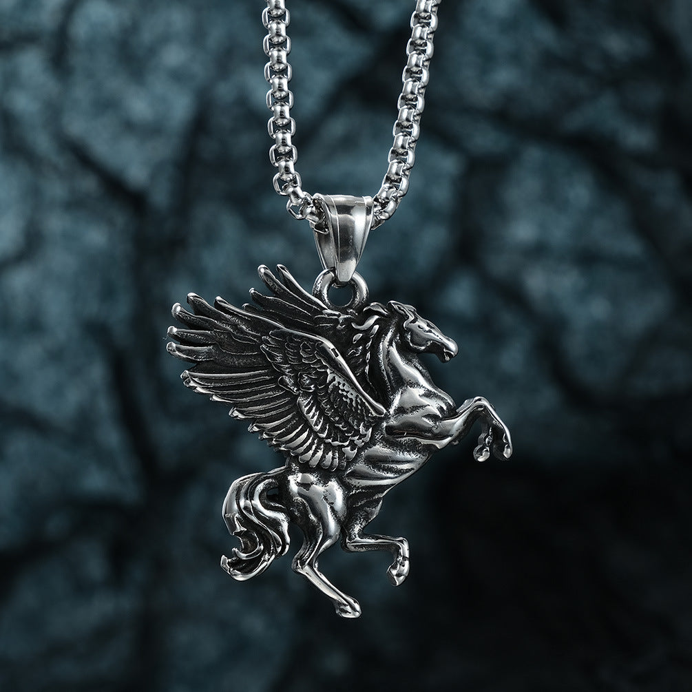 Retro Greek Mythology Titanium Steel Double-wing Tianma Men And Women Pendant Necklace - FASHIONKULTUR