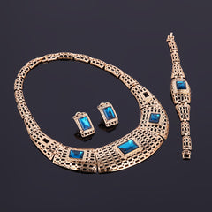 new electroplating alloy gemstone jewelry set, bridal jewelry four sets of factory direct sales - FASHIONKULTUR