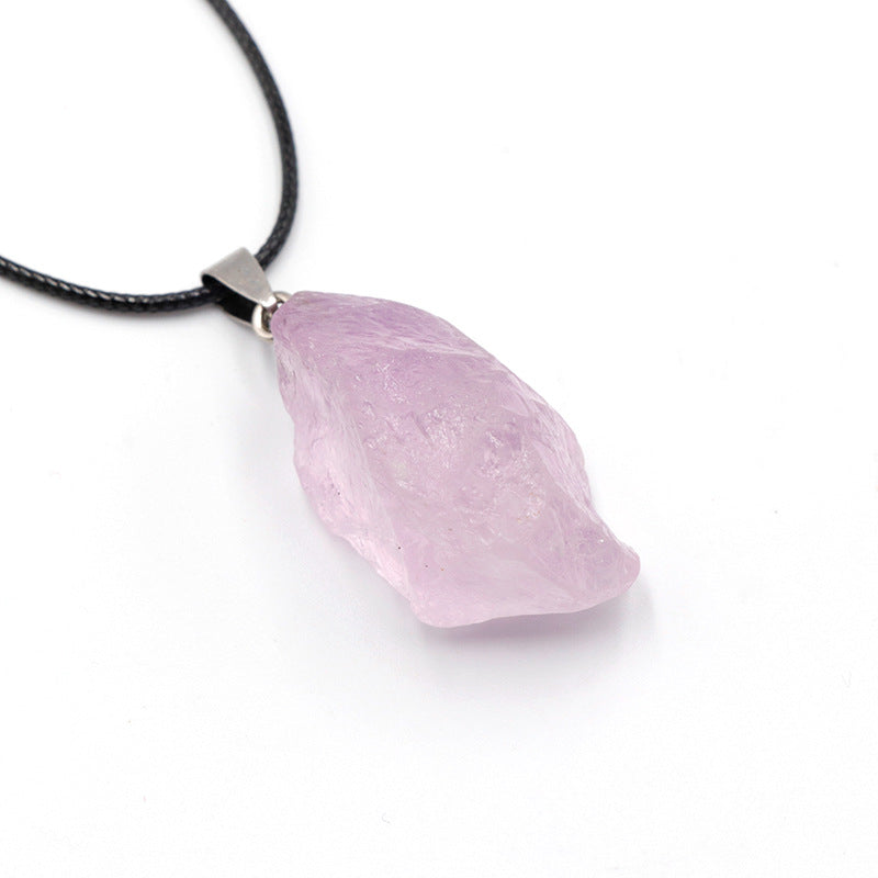 Natural Stone Rough Stone Pendant Crystal Agate Multicolor Irregular Strawberry Quartz Amethyst - FASHIONKULTUR