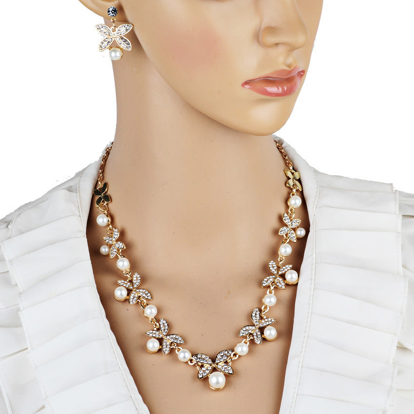 New Pearl butterfly necklace, earrings, bridal jewelry set, bridal jewelry - FASHIONKULTUR