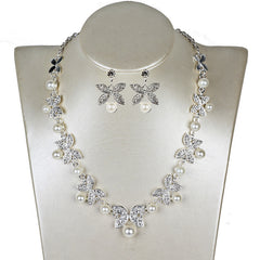 New Pearl butterfly necklace, earrings, bridal jewelry set, bridal jewelry - FASHIONKULTUR