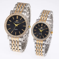 Men's And Women's Simple Casual Quartz Watch With Steel Strap And Diamond