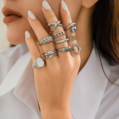 Ins Style Twist Hollow Cross Chain Ring Punk Alloy All-match Suit Ring