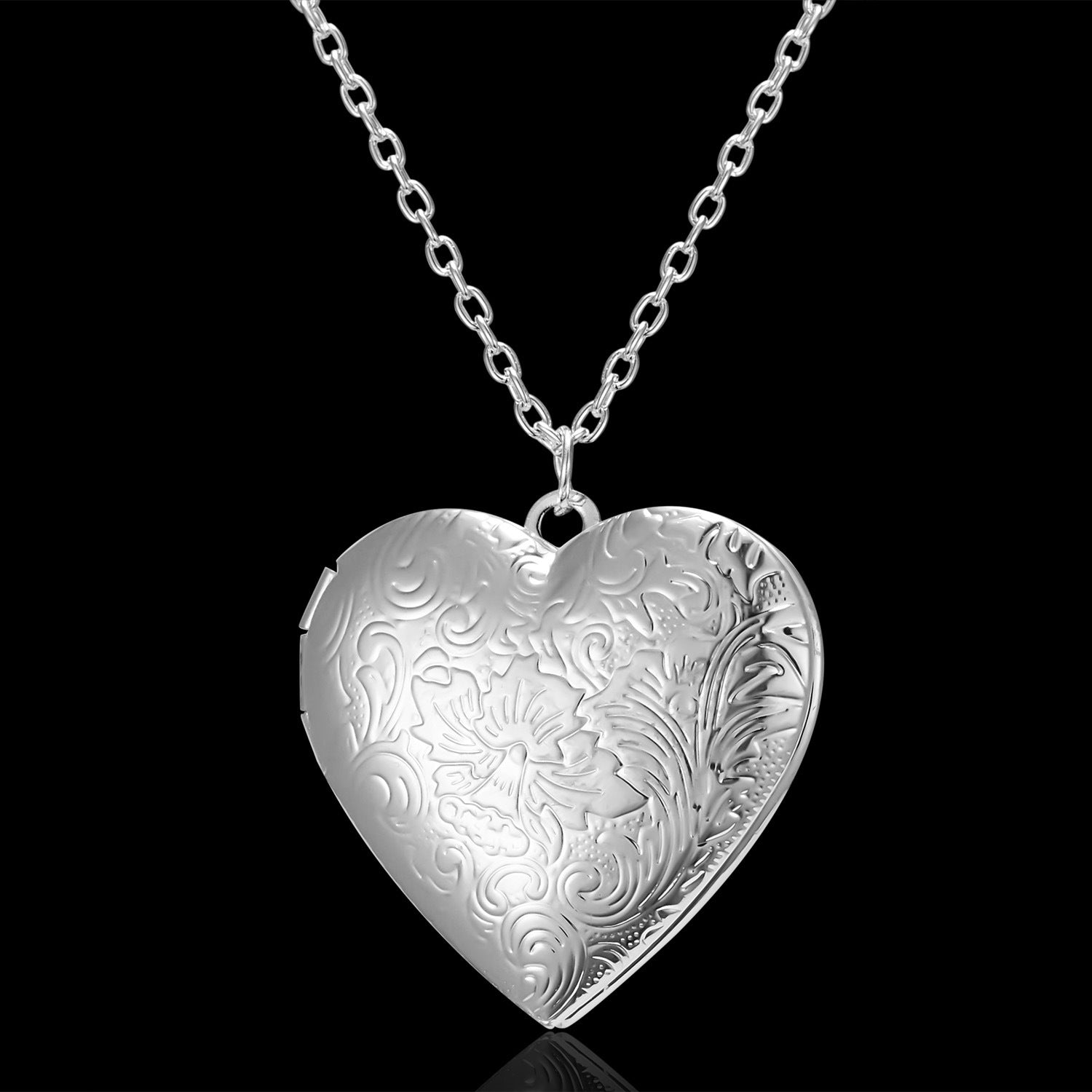 Carved Design Love Necklace Personalized Heart-shaped Photo Frame Pendant Necklace For Women Family Jewelry For Valentine's Day - FASHIONKULTUR