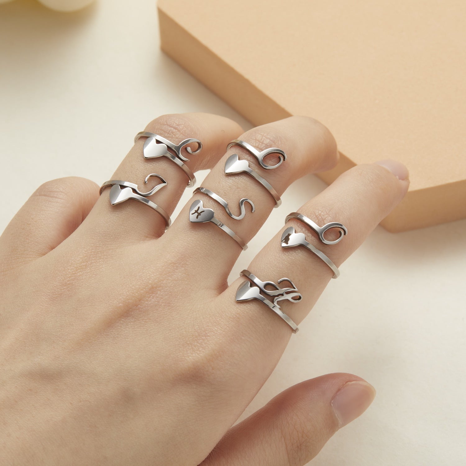 Simple Letter Three-dimensional Loving Heart With Opening Adjustable Ring - FASHIONKULTUR