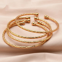 Bridal 24k Gold Plated Bracelet Ornament Women's Wedding Bell Leaf Pendant Bangle Jewellery - FASHIONKULTUR