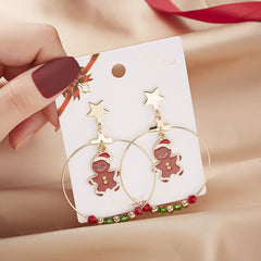 Foreign Trade Fashion Christmas Gingerbread Man Snowflake Earrings