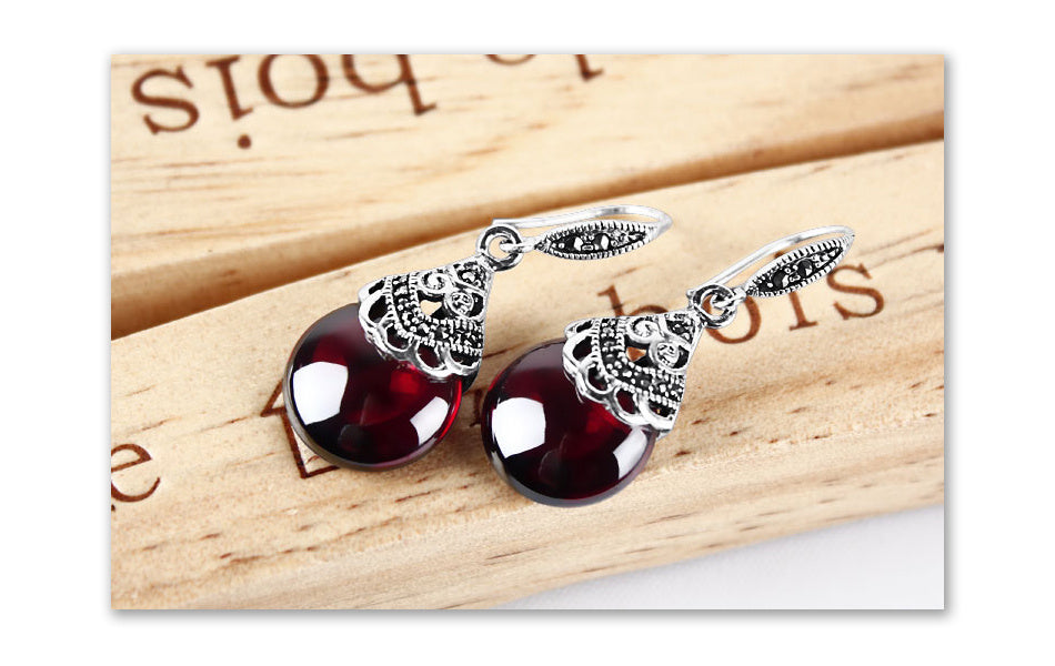 Vintage Round Garnet Earrings - FASHIONKULTUR