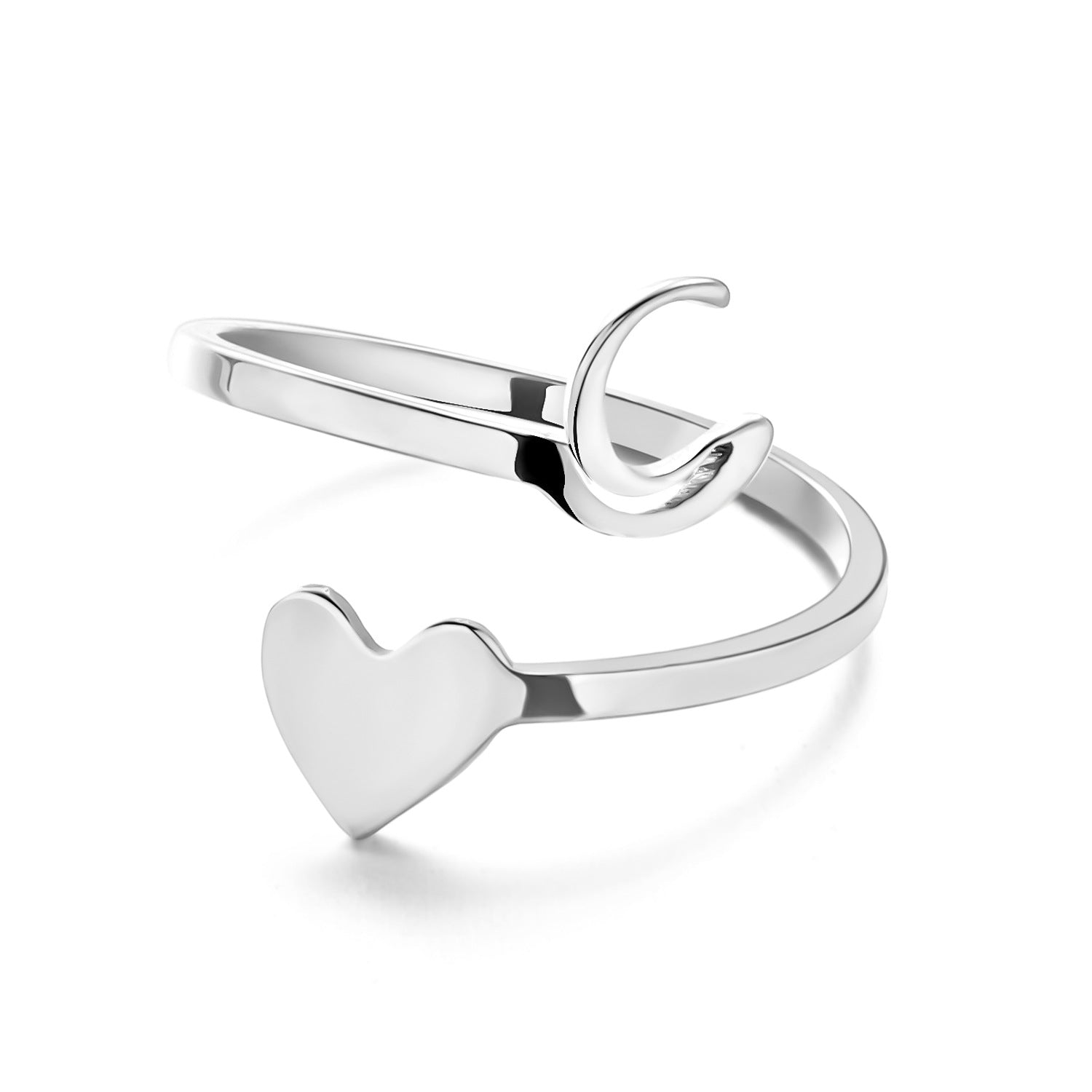 Simple Letter Three-dimensional Loving Heart With Opening Adjustable Ring - FASHIONKULTUR