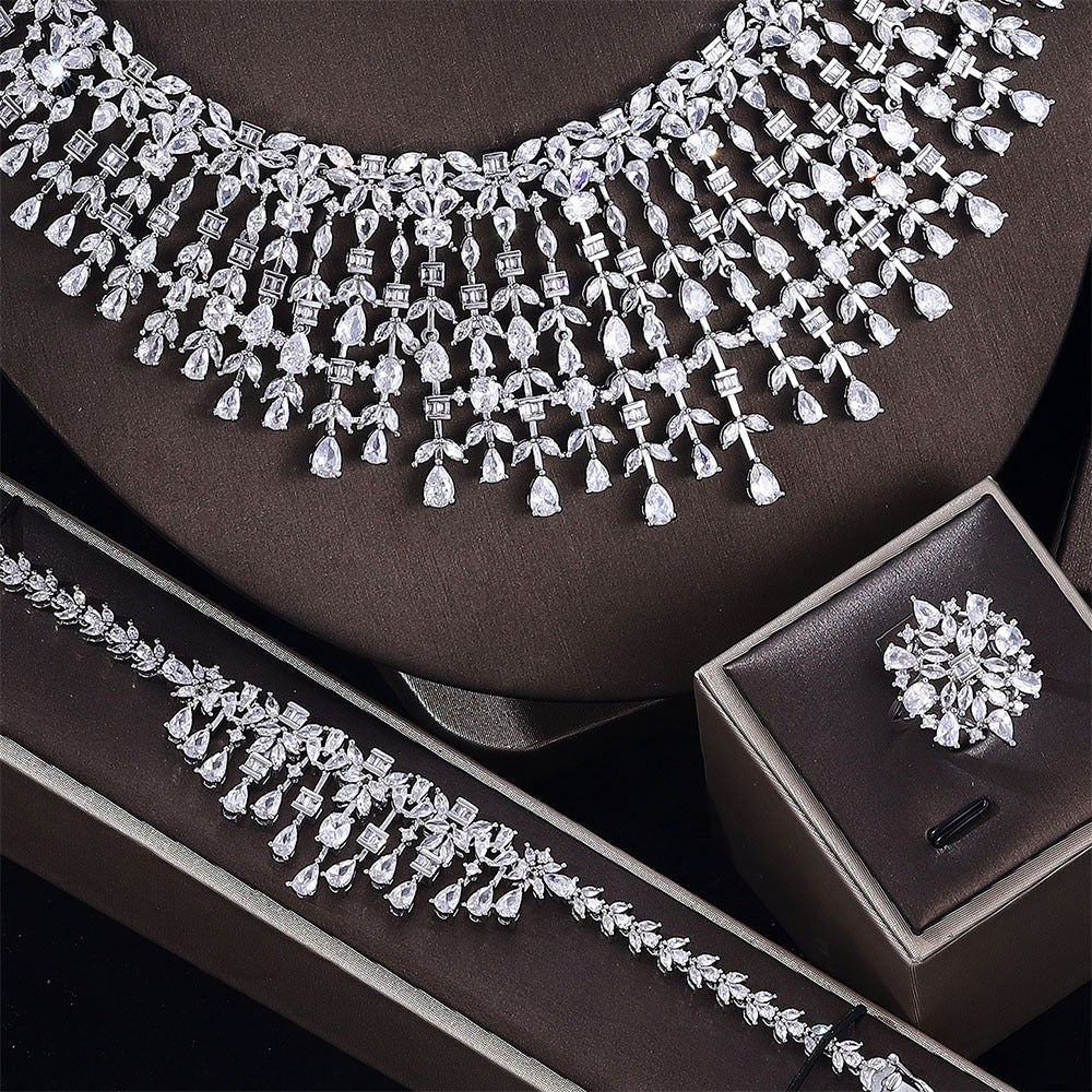 Shiny Zircon Bridal Jewelry Set - FASHIONKULTUR