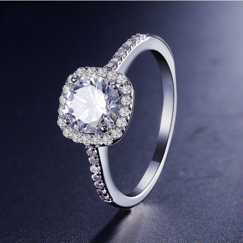 Wedding Rings for Women Silver Color Jewelry Luxury Rings Engagement Square Bague Cubic Zirconia - FASHIONKULTUR