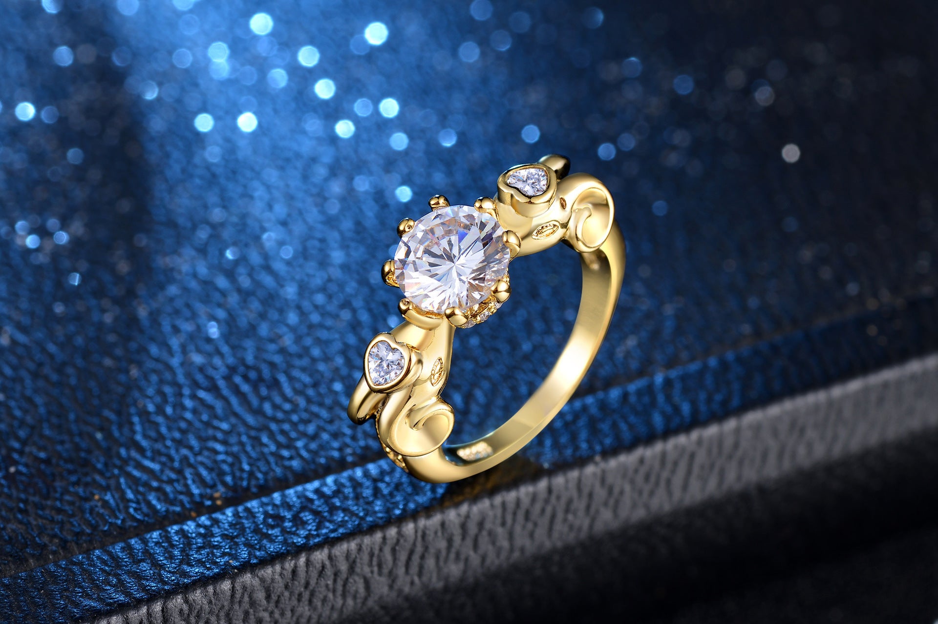 Gold-plated love curve ring female fashion zircon jewelry - FASHIONKULTUR