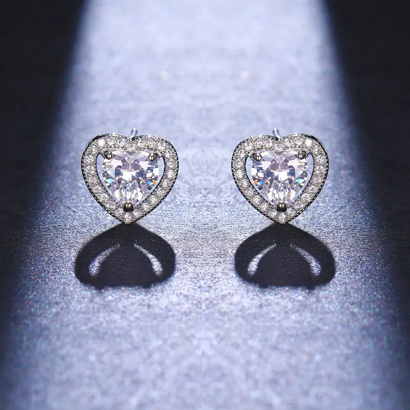 Classic Shining Silver CZ Stud Earrings - FASHIONKULTUR