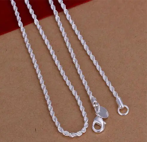 18K White Gold Plated Rope Chain - FASHIONKULTUR